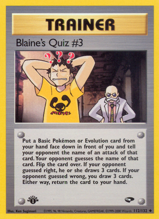 Blaine's Quiz #3 - 112/132 - Gym Challenge