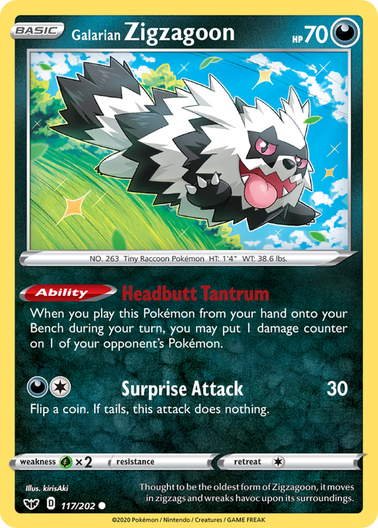 Galarian Zigzagoon - 117/202 - Sword & Shield