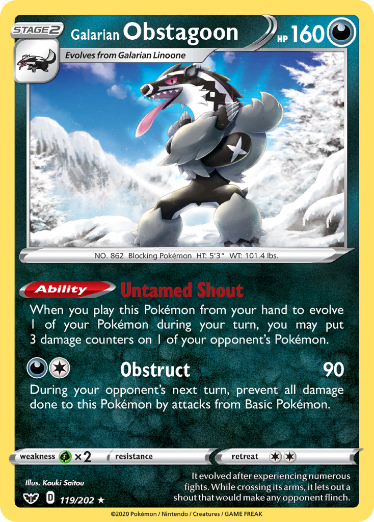 Galarian Obstagoon - 119/202 - Sword & Shield