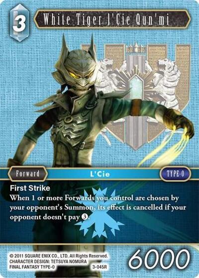 White Tiger l'Cie Qun'mi - 3-045R - Rare - Opus III