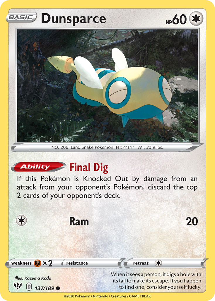 Dunsparce - 137/189 - Darkness Ablaze