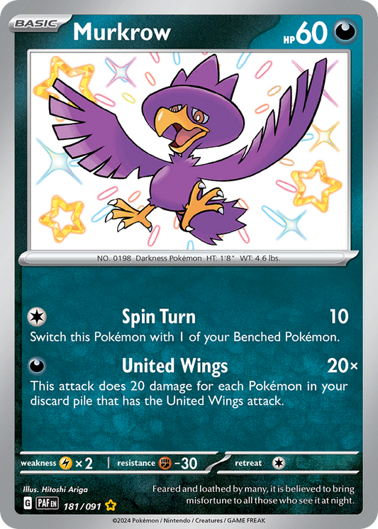 Murkrow - 181/91 - Paldean Fates