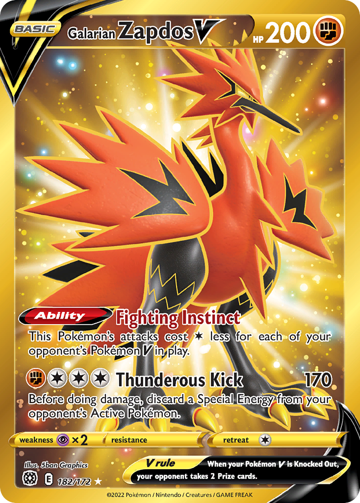 Galarian Zapdos V - 182/172 - Brilliant Stars