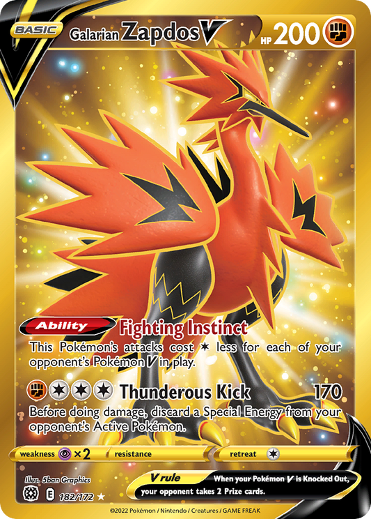 Galarian Zapdos V - 182/172 - Brilliant Stars