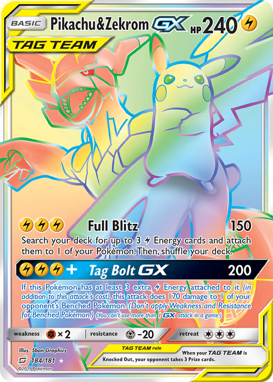 Pikachu & Zekrom-GX - 184/181 - Team Up