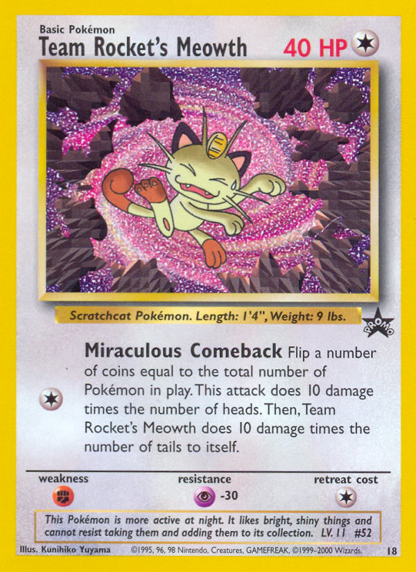 Team Rocket's Meowth - 18/53 - Wizards Black Star Promos