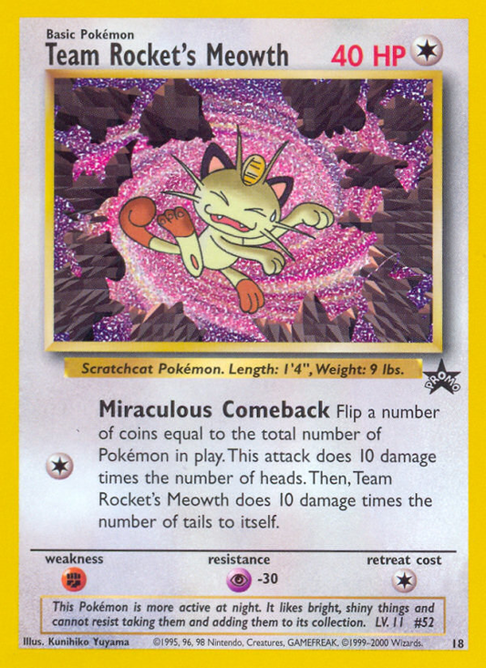 Team Rocket's Meowth - 18/53 - Wizards Black Star Promos