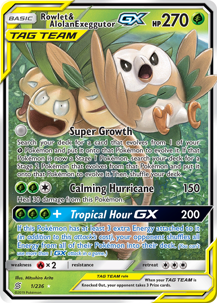 Rowlet & Alolan Exeggutor-GX - 001/236 - Unified Minds