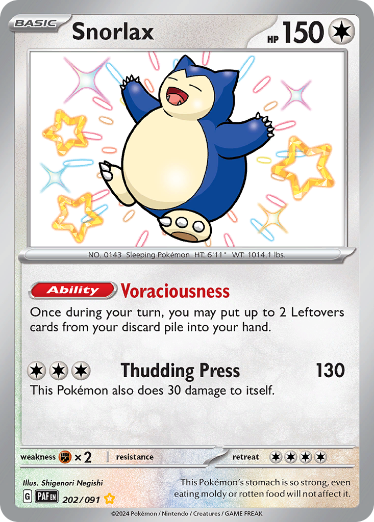 Snorlax - 202/91 - Paldean Fates