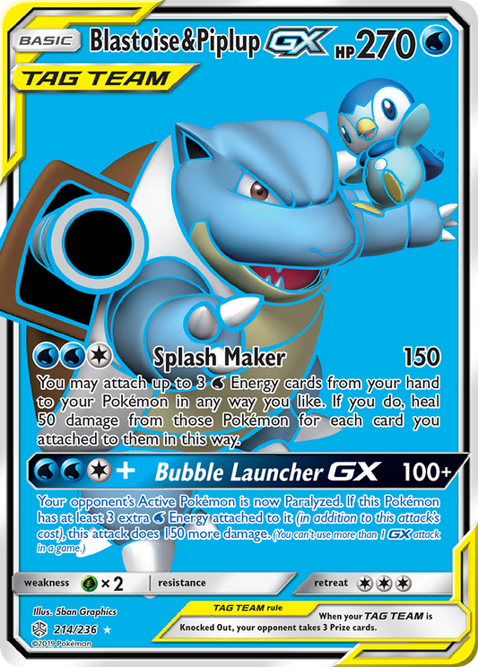 Blastoise & Piplup-GX - 214/236 - Cosmic Eclipse