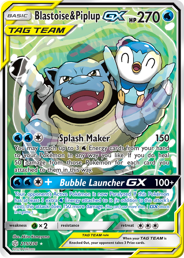 Blastoise & Piplup-GX - 215/236 - Cosmic Eclipse