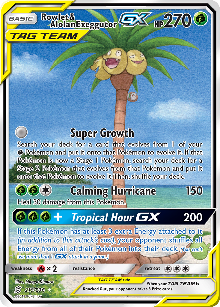 Rowlet & Alolan Exeggutor-GX - 215/236 - Unified Minds