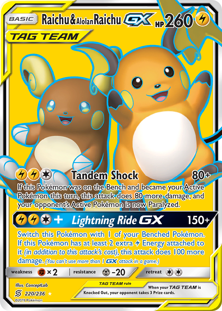 Raichu & Alolan Raichu-GX - 220/236 - Unified Minds