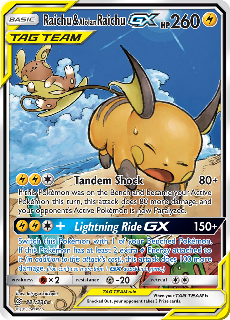 Raichu & Alolan Raichu-GX - 221/236 - Unified Minds