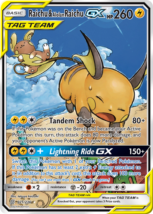 Raichu & Alolan Raichu-GX - 221/236 - Unified Minds