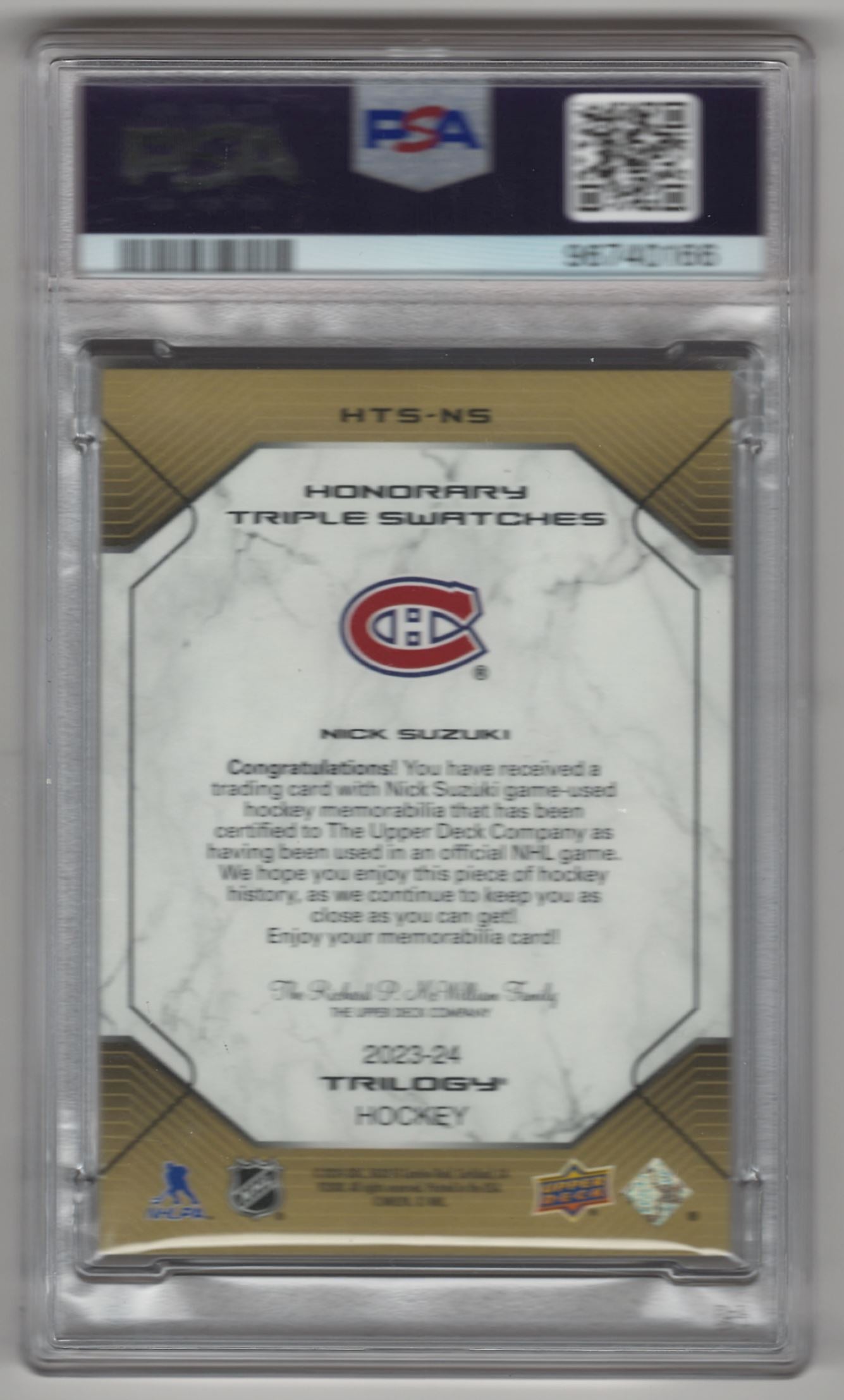 2023 Trilogy Nick Suzuki Honorary Triple Swatches - PSA 8