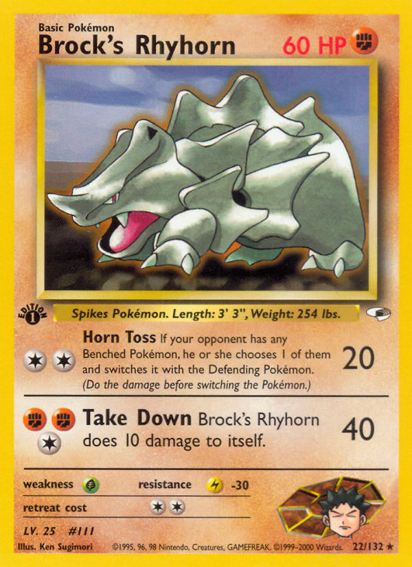 Brock's Rhyhorn - 022/132 - Gym Heroes