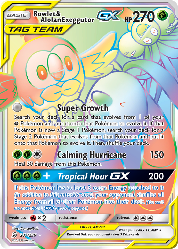 Rowlet & Alolan Exeggutor-GX - 237/236 - Unified Minds