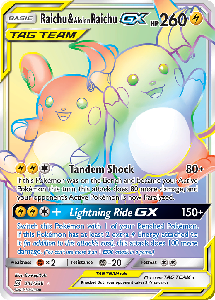 Raichu & Alolan Raichu-GX - 241/236 - Unified Minds