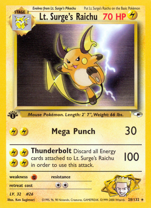 Lt. Surge's Raichu - 028/132 - Gym Heroes