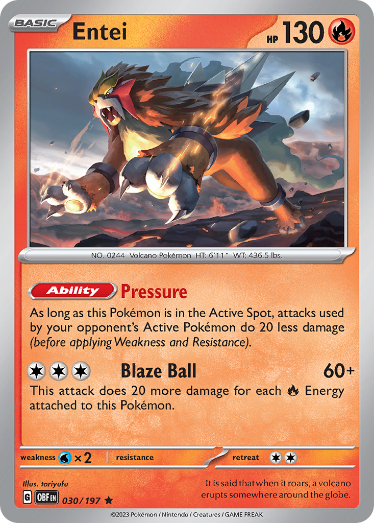 Entei - 030/197 - Obsidian Flames