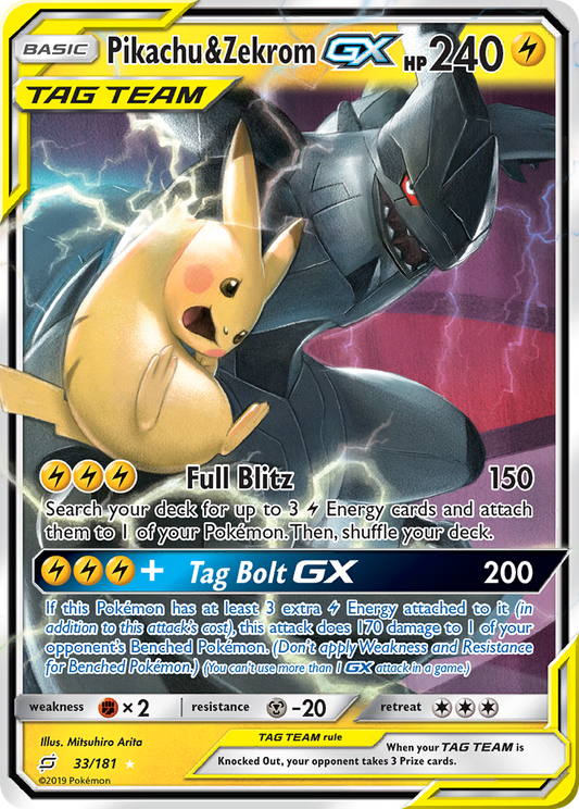 Pikachu & Zekrom-GX - 033/181 - Team Up