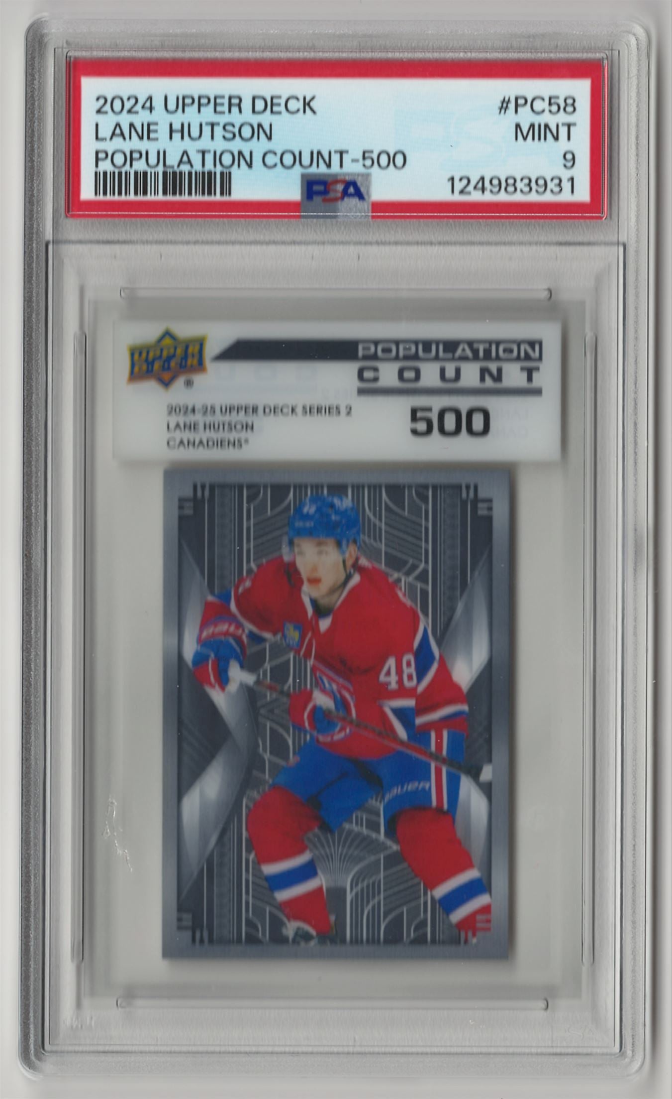 2024 Upper Deck Lane Hutson Population Count - 500 - PSA 9