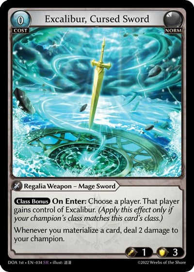 Excalibur, Cursed Sword - 034 - Super Rare - Dawn of Ashes 1st Edition