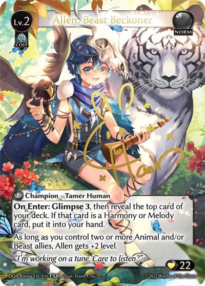 Allen, Beast Beckoner - 016 - Collector Super Rare - Dawn of Ashes Alter Edition