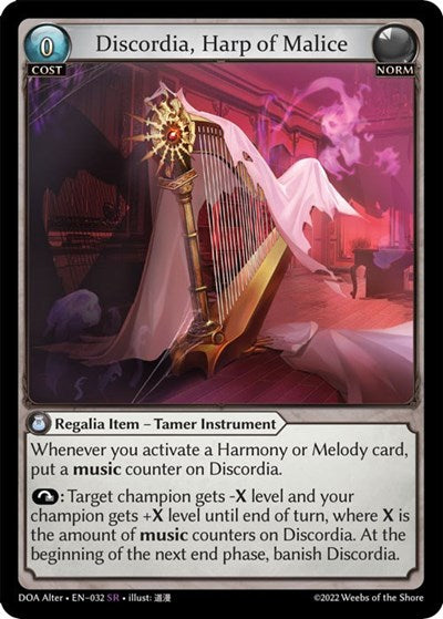 Discordia, Harp of Malice - 032 - Super Rare - Dawn of Ashes Alter Edition