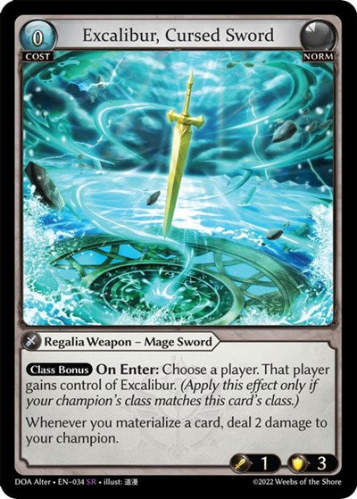 Excalibur, Cursed Sword - 034 - Super Rare - Dawn of Ashes Alter Edition
