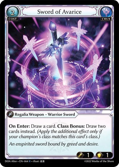 Sword of Avarice - 064 - Rare - Dawn of Ashes Alter Edition