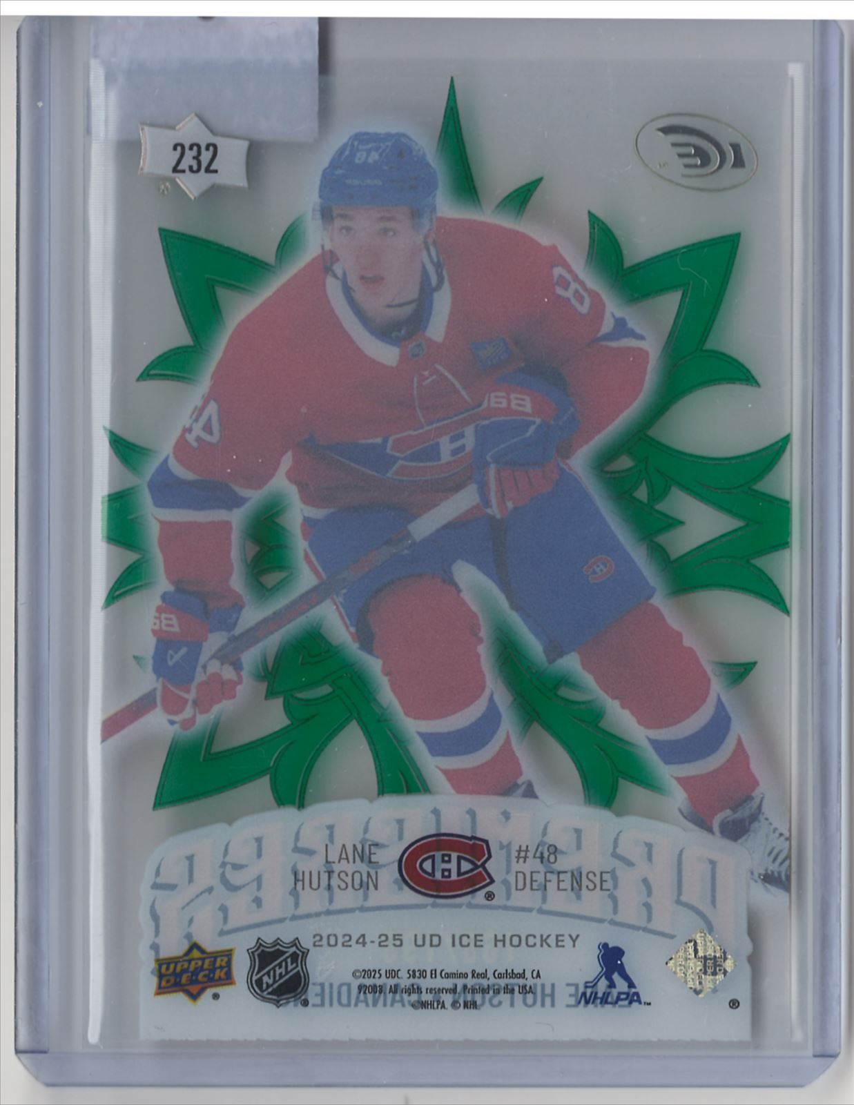 2024-25 Upper Deck Ice Premieres Clear Cut Lane Hutson 168/199