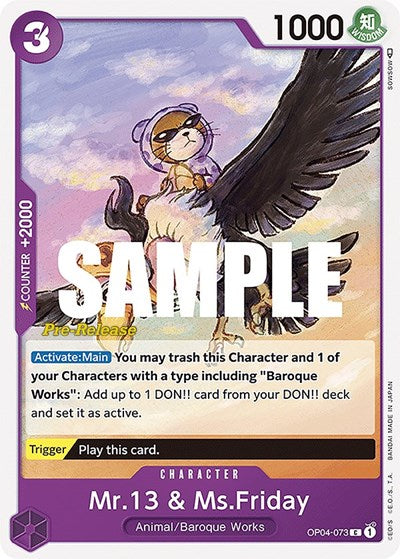 Mr.13 & Ms.Friday - OP04-073 - Common - Kingdoms of Intrigue Pre-Release Cards