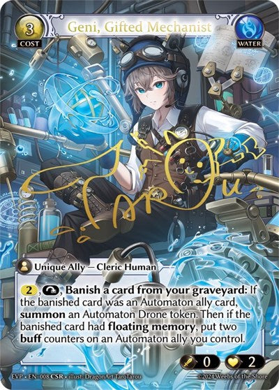 Geni, Gifted Mechanist - 008 - Collector Super Rare - Alchemical Revolution Event Pack