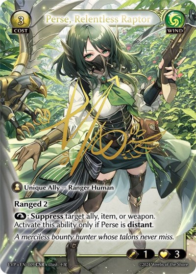 Perse, Relentless Raptor - 009 - Collector Super Rare - Alchemical Revolution Event Pack