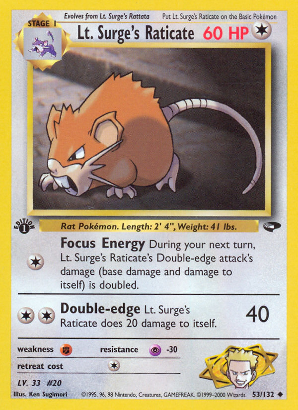 Lt. Surge's Raticate - 053/132 - Gym Challenge