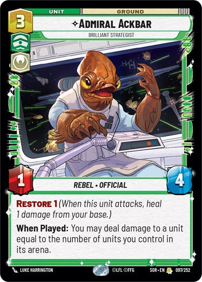 Admiral Ackbar - Brilliant Strategist - 097/252 - Rare - Spark of Rebellion