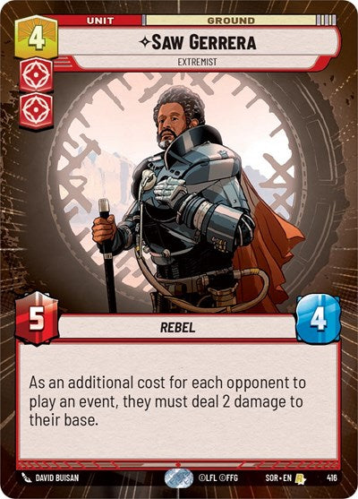 Saw Gerrera - Extremist - 416 - Rare (Hyperspace) - Spark of Rebellion
