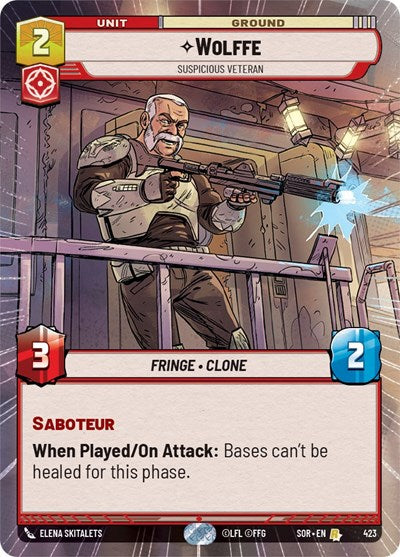 Wolffe - Suspicious Veteran - 423 - Rare (Hyperspace) - Spark of Rebellion