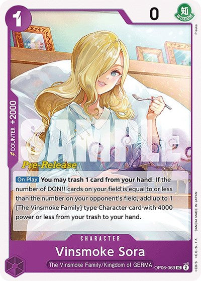 Vinsmoke Sora - OP06-063 - Uncommon - Wings of the Captain Pre-Release Cards