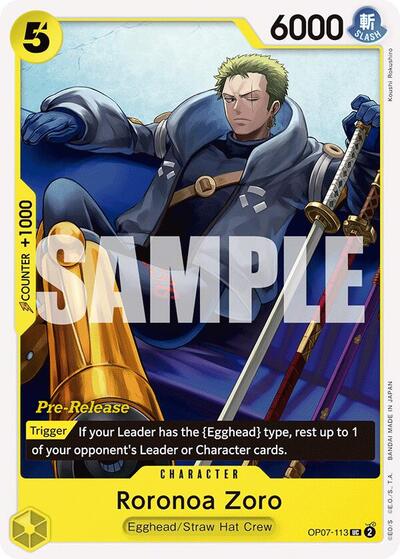 Roronoa Zoro - OP07-113 - Uncommon - 500 Years in the Future Pre-Release Cards