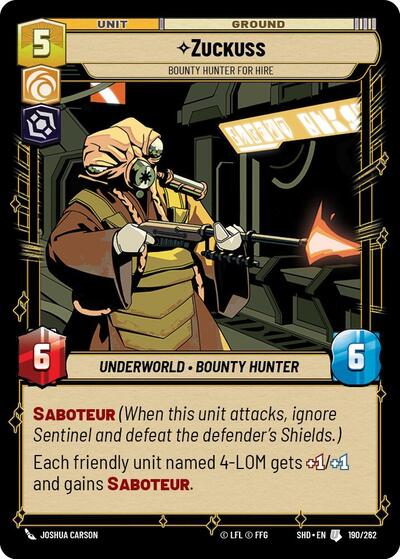 Zuckuss - Bounty Hunter for Hire - 190/262 - Uncommon - Shadows of the Galaxy