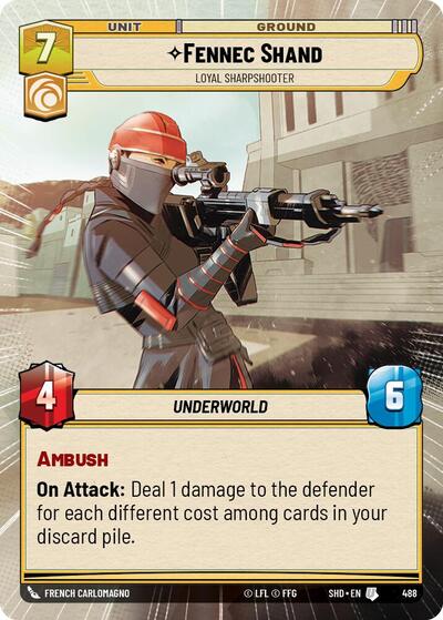 Fennec Shand - Loyal Sharpshooter - 488 - Uncommon (Hyperspace) - Shadows of the Galaxy