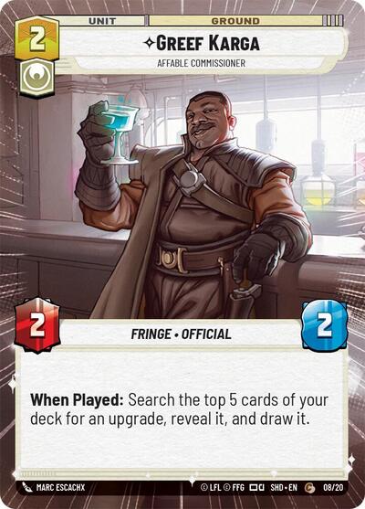 Greef Karga - Affable Commissioner - 08/20 - Common (Hyperspace) - Shadows of the Galaxy: Weekly Play Promos