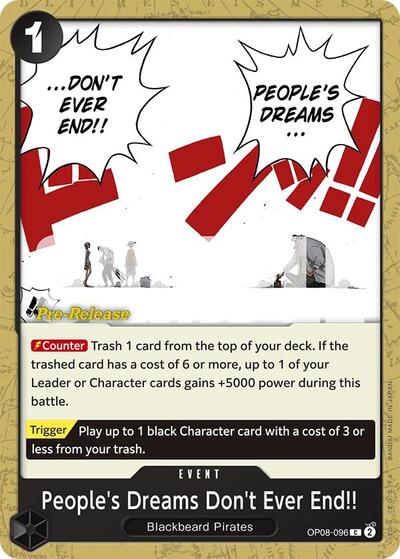 People's Dreams Don't Ever End!! - OP08-096 - Common - Two Legends Pre-Release Cards