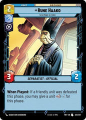 Rune Haako - Scheming Second - 031/257 - Uncommon - Twilight of the Republic