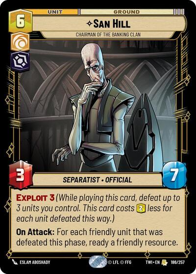 San Hill - Chairman of the Banking Clan - 186/257 - Rare - Twilight of the Republic