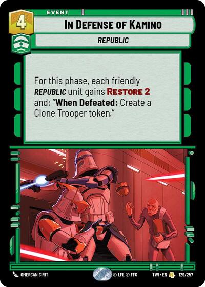 In Defense of Kamino - 129/257 - Rare - Twilight of the Republic