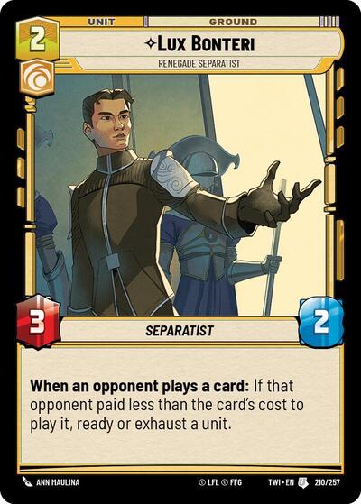 Lux Bonteri - Renegade Separatist - 210/257 - Uncommon - Twilight of the Republic